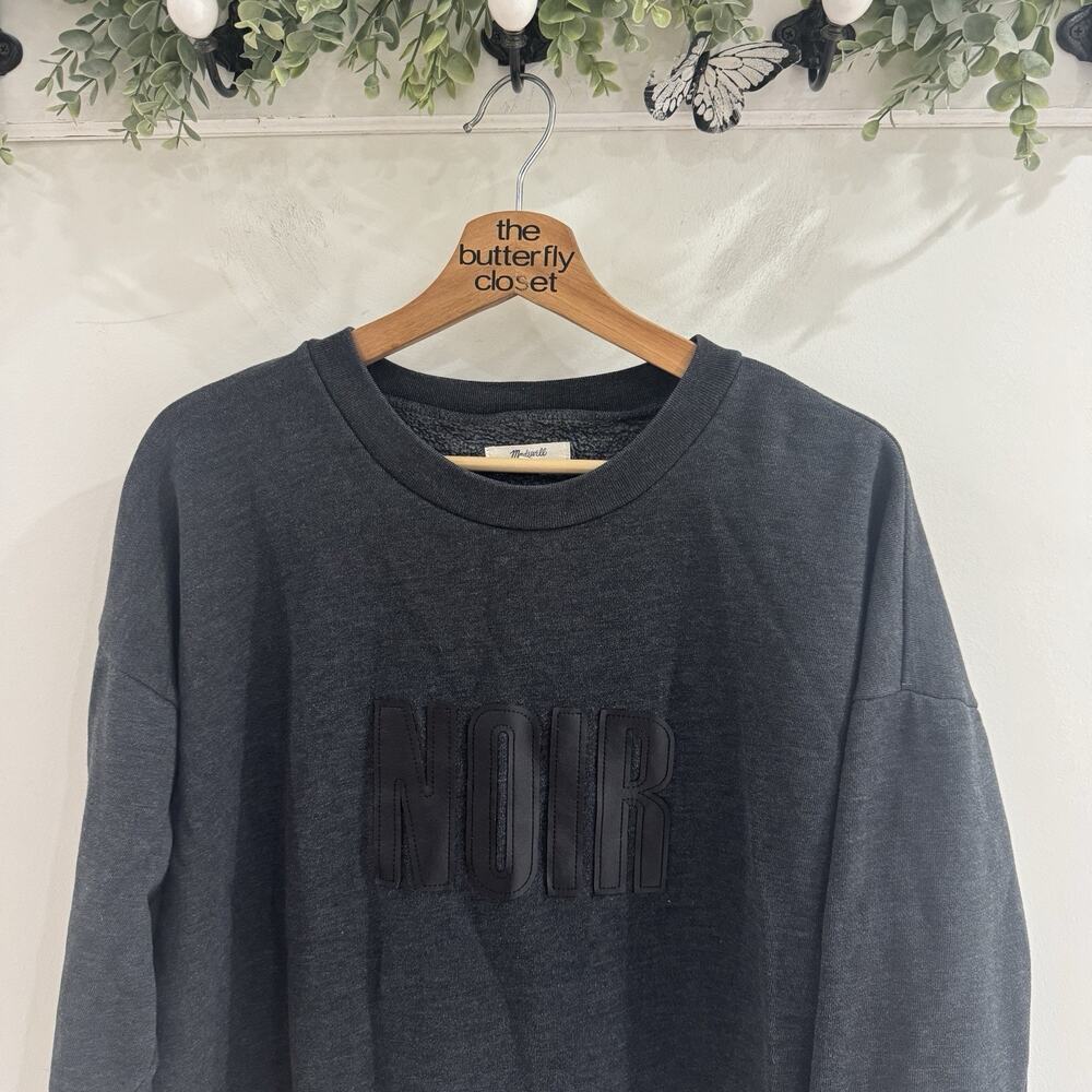 Madewell NOIR Graphic Gray Black Sweatshirt Large #LS streetwear - Picture 3 of 4